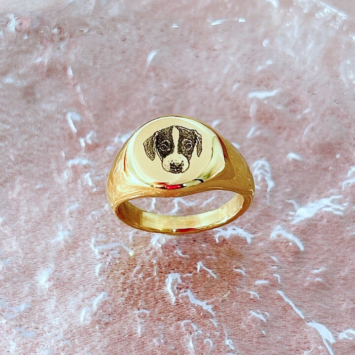 personalisierte ringe, Ringe mit Pfoten & Portrait Gravur, andenken Hund ,Katze, geschenk ideen