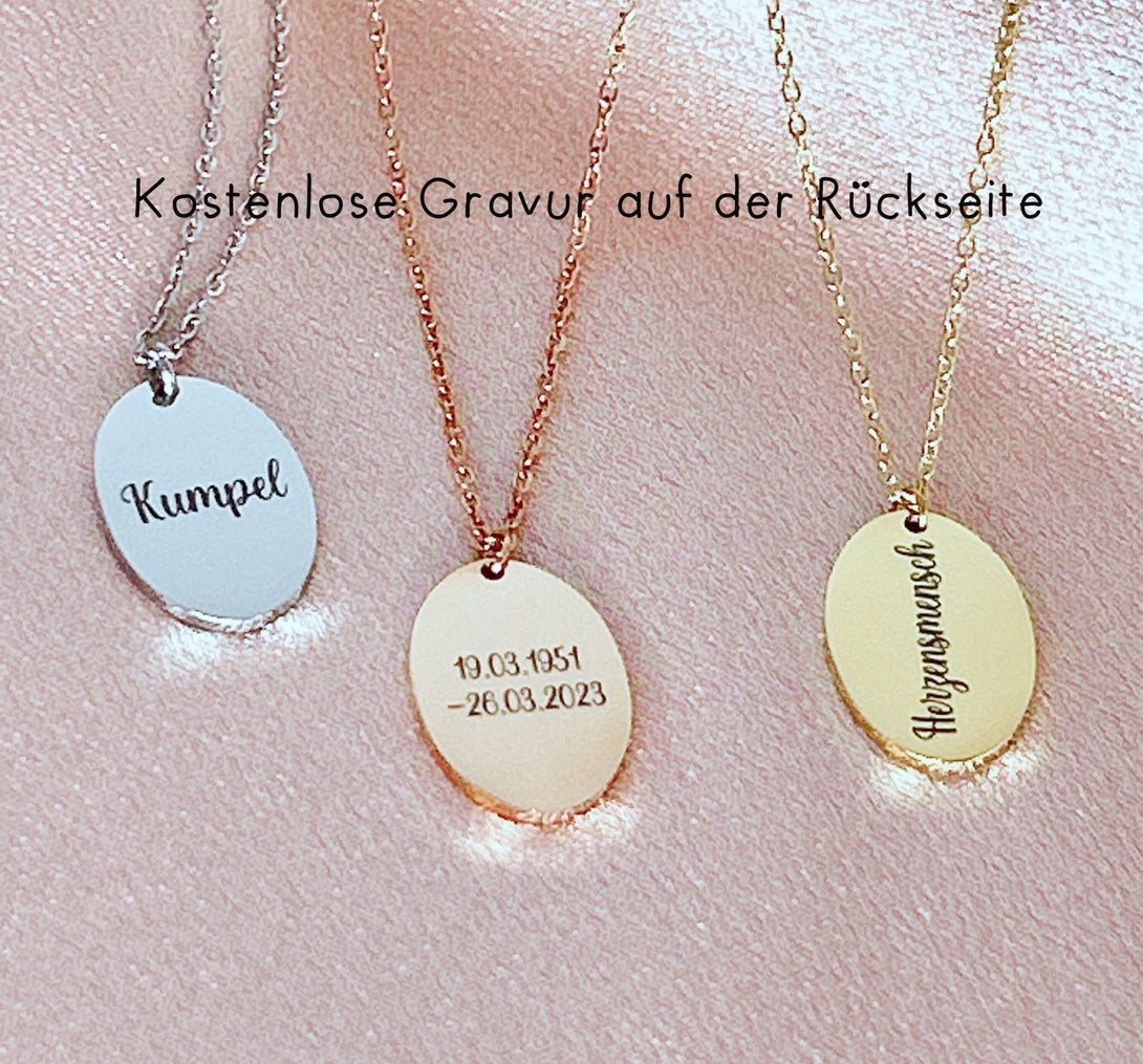 Kombinierte Geburtsblumen Kette, Ovale Kombinierte Geburtsblumen Halskette, Namenskette in Gold, Rosegold , Silber, Kette personalisiert - Laasio#