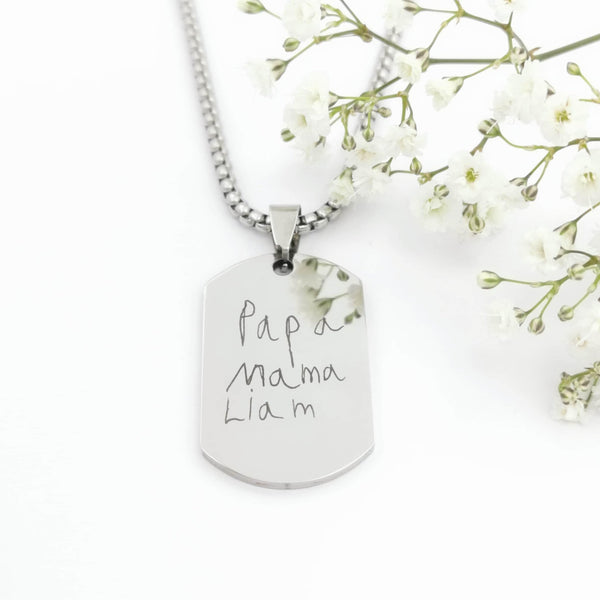 Militär Halskette, Army Kette, Handschrift kette für Männer, Kette mit Kinderzeichnung, Kette Männer personalisiert - Laasio#