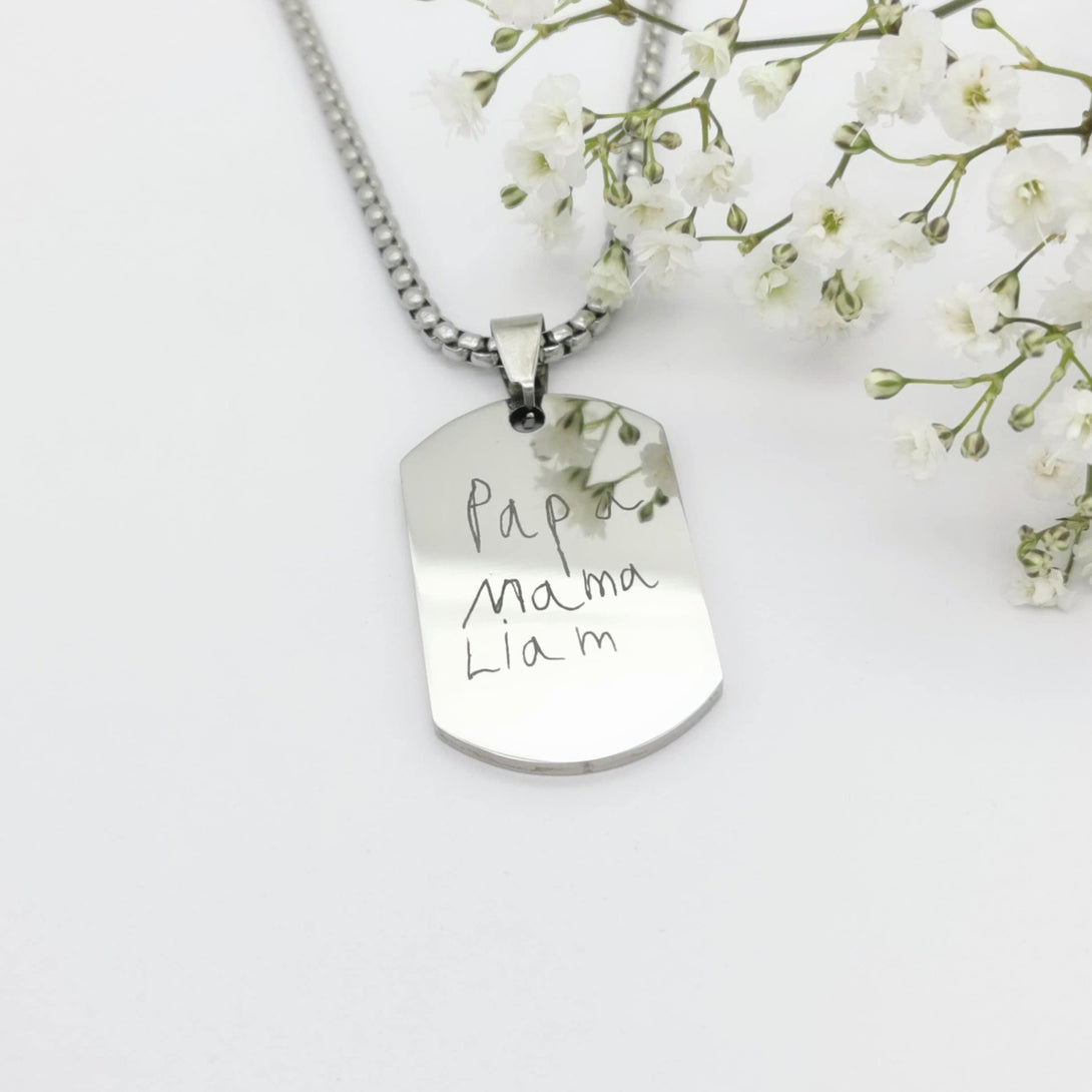 Militär Halskette, Army Kette, Handschrift kette für Männer, Kette mit Kinderzeichnung, Kette Männer personalisiert - Laasio#