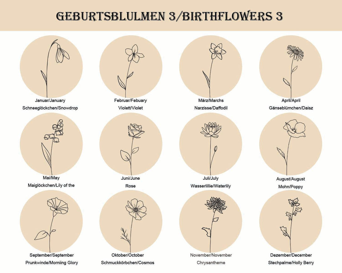 Damen Halskette mit Personalisierter Gravur: Runder Anhänger mit Geburtsblume und Namensgravur, Ideales Geburtstagsgeschenk - Laasio#