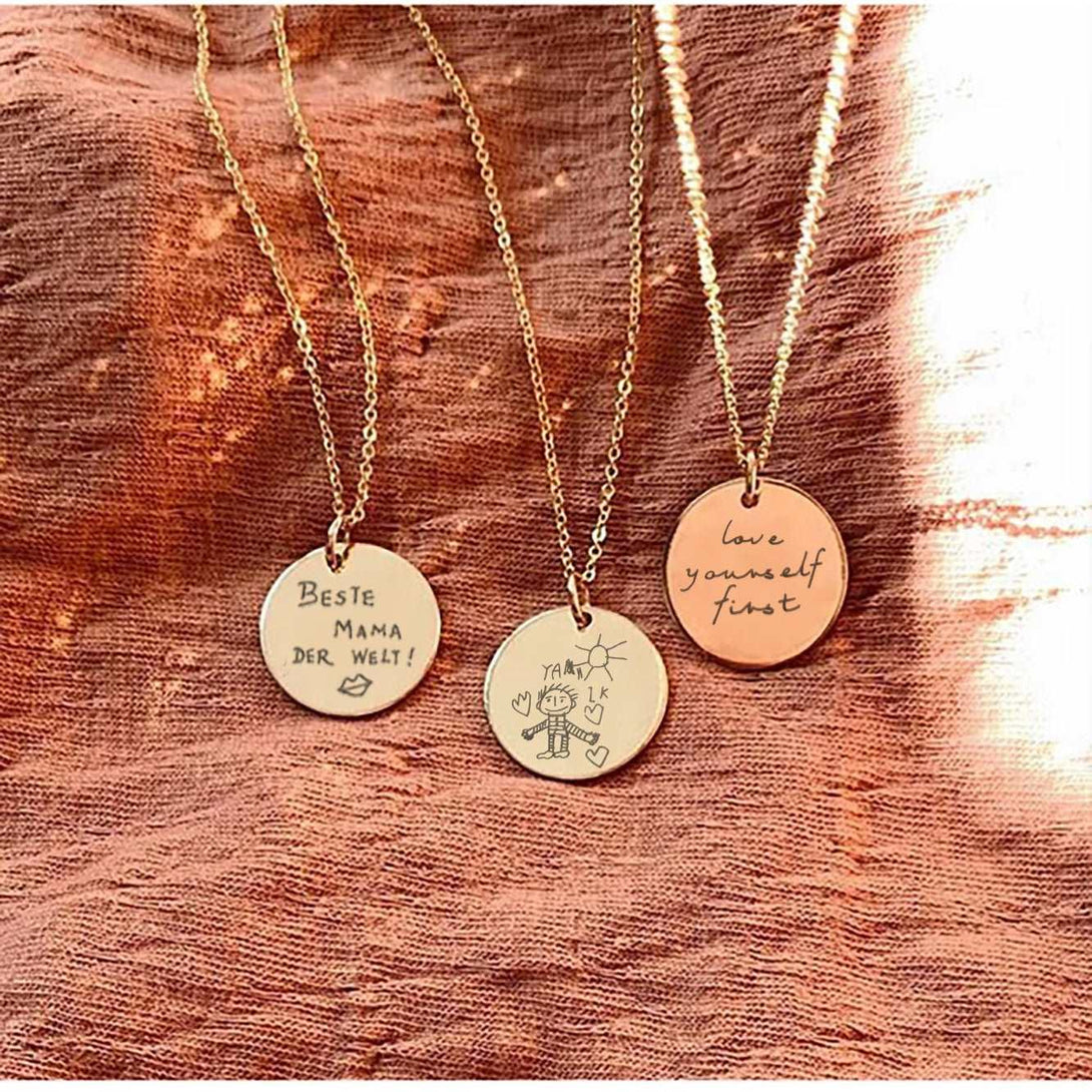 Geschenk für Mama ,Geschenk für Oma ,Handschrift kette, Kette mit eigener Handschrift or Zeichnung - Laasio#