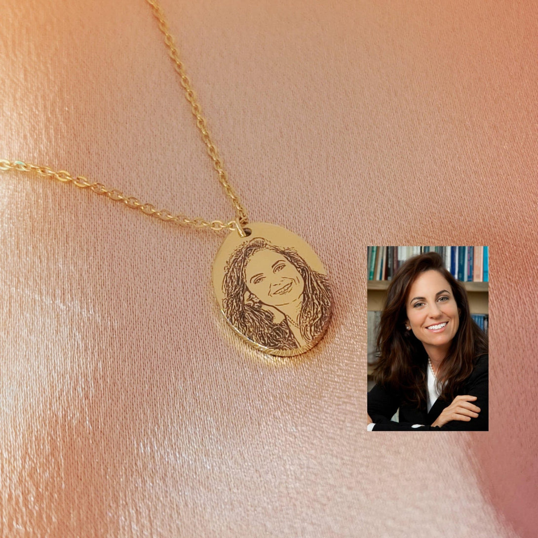 Halskette personalisiert , Kette mit Foto Gravur, personalisierte Bild Halskette, kette mit Portrait - Laasio#