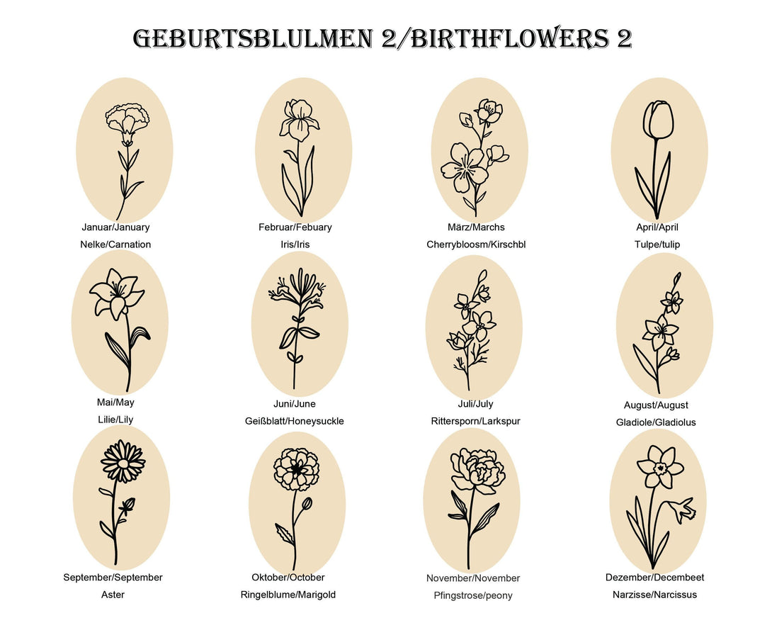 Personalisierte Ringe mit Geburtsblumen-Gravur