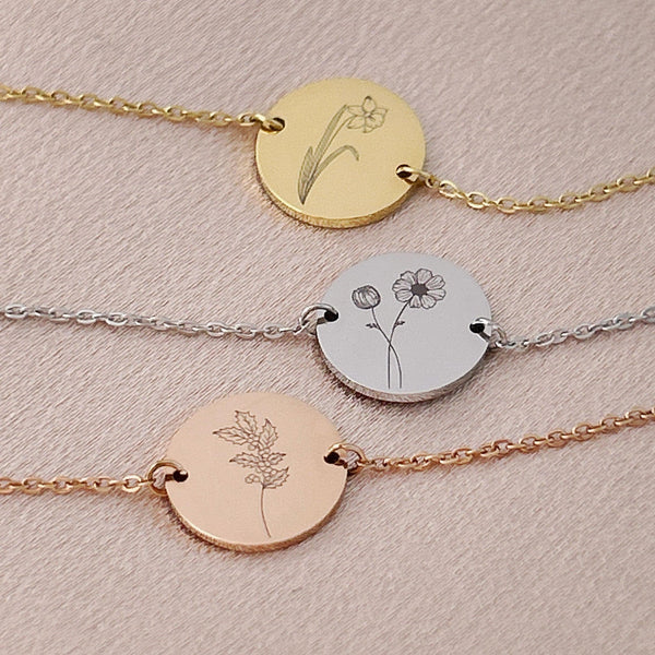 Personalisierte Geburtsblumen Armband - Einzigartiges Schmuckstück mit individueller Namensgravur