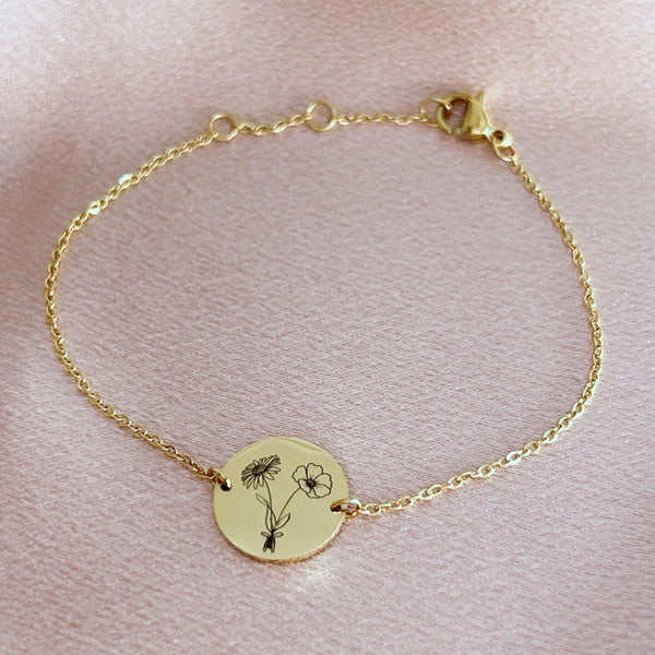 Kombinierte Geburtsblumen Armband, Armband personalisiert, Valentinstag Geschenk für sie - Laasio#
