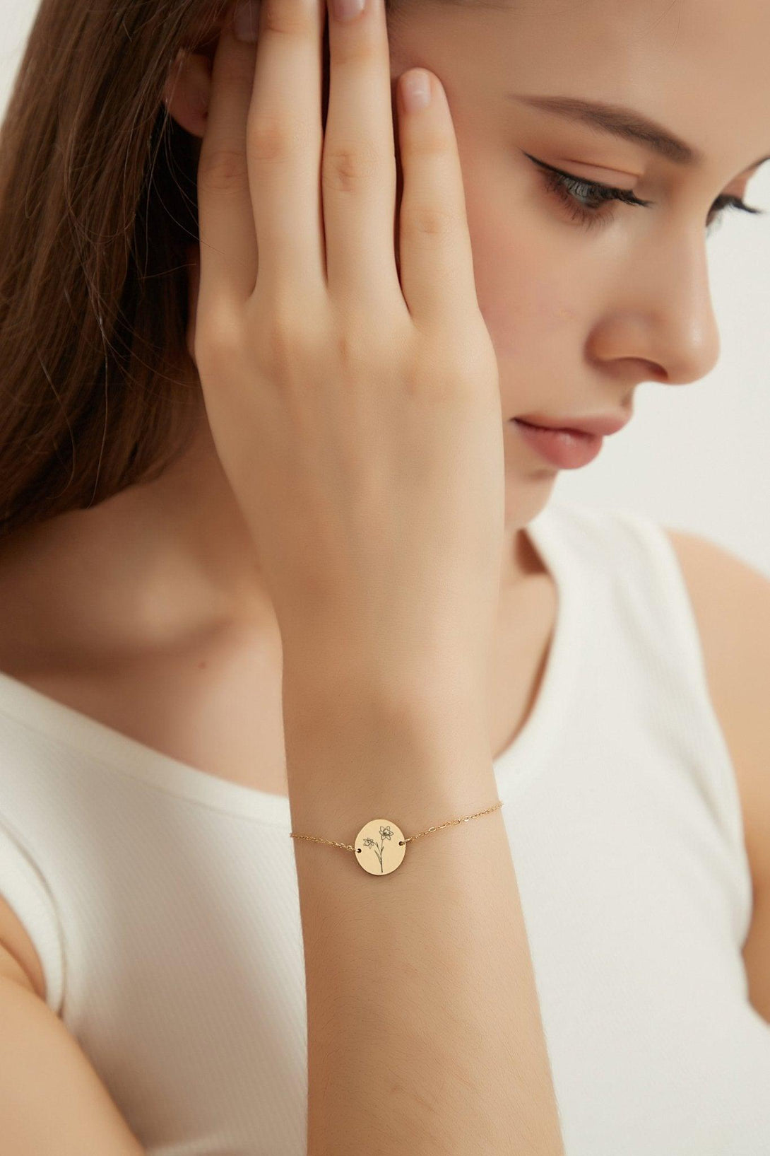 Kombinierte Geburtsblumen Armband, Armband personalisiert, Valentinstag Geschenk für sie - Laasio#