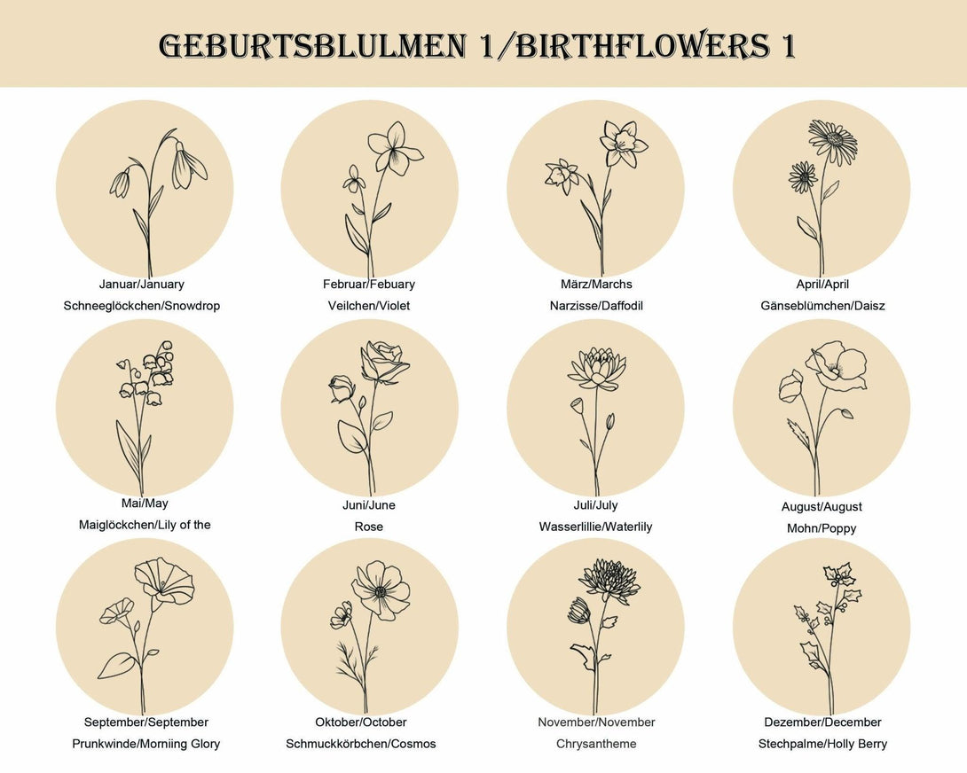 Personalisierte Geburtsblumen Kette mit Name & Datum Gravur und Geburtsstein – Ideales Geschenk für besondere Anlässe - Laasio#