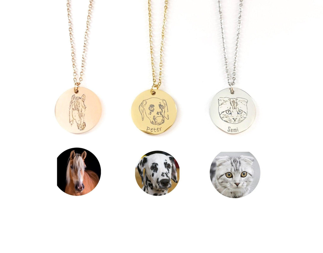 Personalisierte Kette mit Haustier portrait• Haustier Gravur Kette • Haustier Erinnerungsschmuck, personalisierbares Geschenk - Laasio#