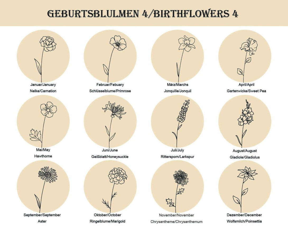 Personalisierte Mehrlagige Halsketten-Kombination: Kurze und Lange Kette mit Geburtsblumen, Namens- und Datumsgravur - Laasio#