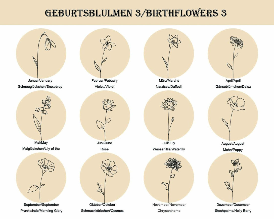 Personalisierte Mehrlagige Halsketten-Kombination: Kurze und Lange Kette mit Geburtsblumen, Namens- und Datumsgravur - Laasio#